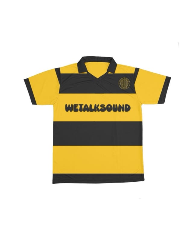 Yellow and black striped WeTalkSound jersey