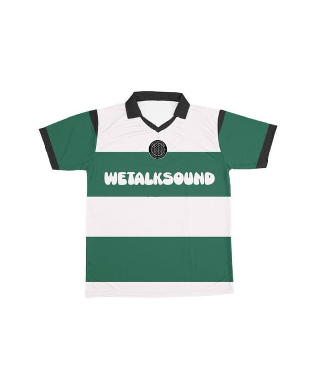 Green and white striped WeTalkSound jersey